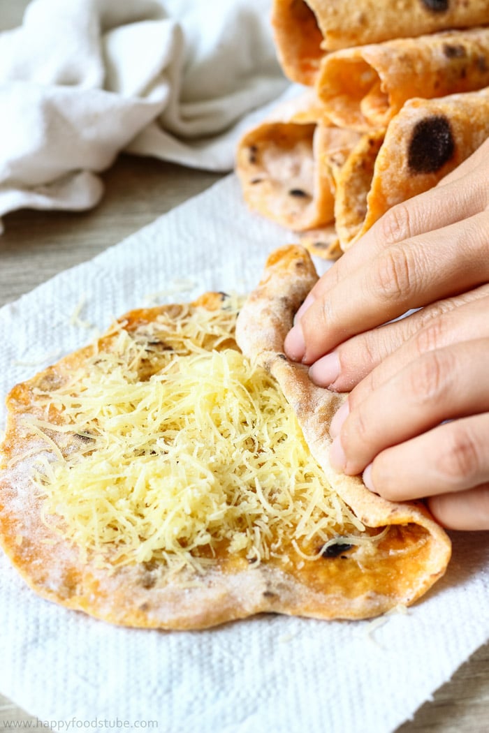 Homemade Sweet Potato Flatbread Roti with Cheese Image