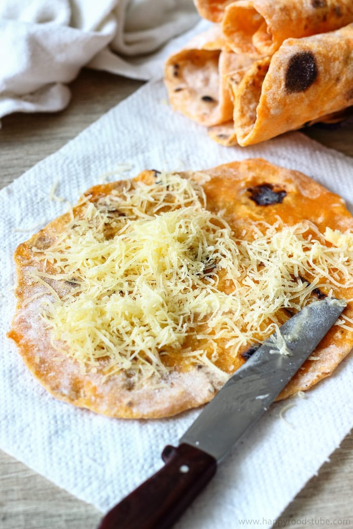 Homemade Sweet Potato Flatbread Roti with Cheese Picture