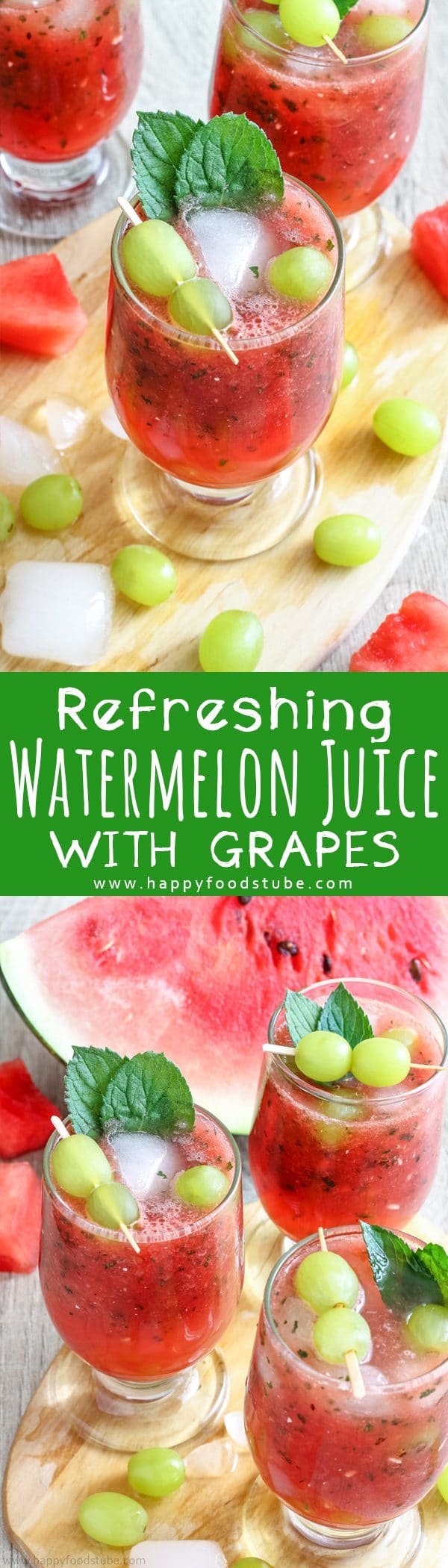 Refreshing Watermelon Juice with Grapes Recipe Collage