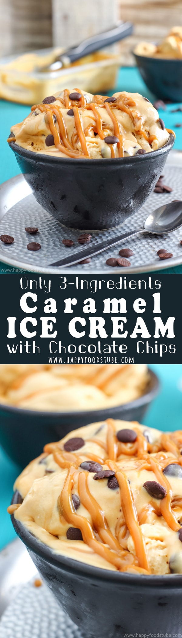 Homemade Caramel Ice Cream with Chocolate Chips - Happy Foods Tube