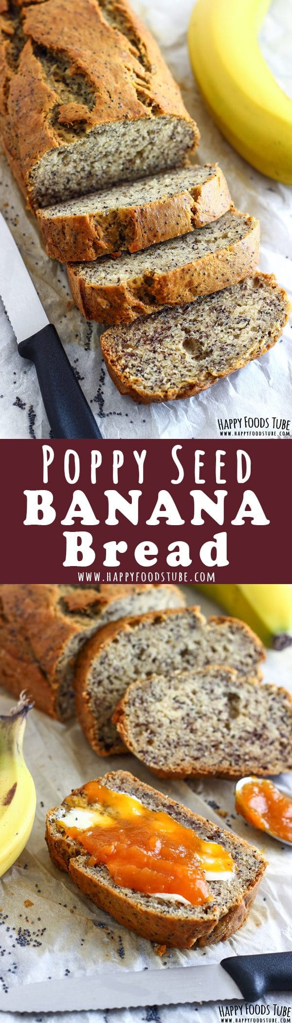 Poppy Seed Banana Bread Recipe Collage