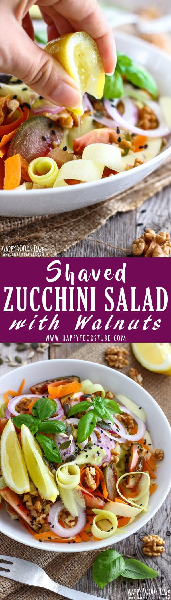 Shaved Zucchini Salad with Walnuts Recipe Collage