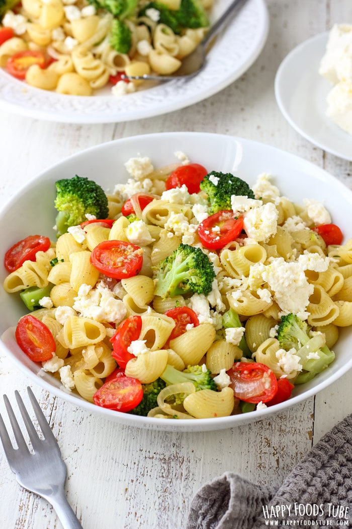 Broccoli Tomato Pasta Salad on the Table Picture