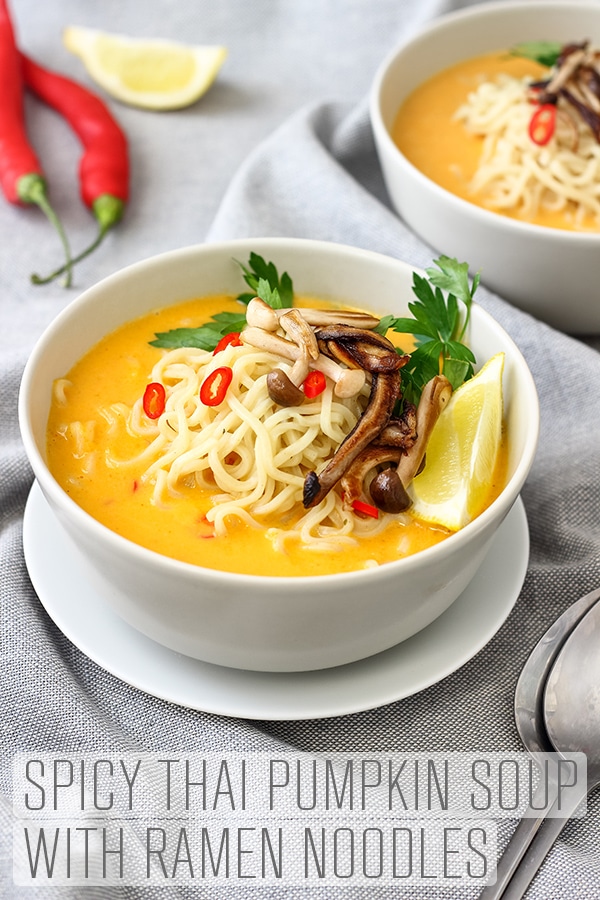 Spicy Thai Pumpkin Soup with Ramen Noodles Recipe