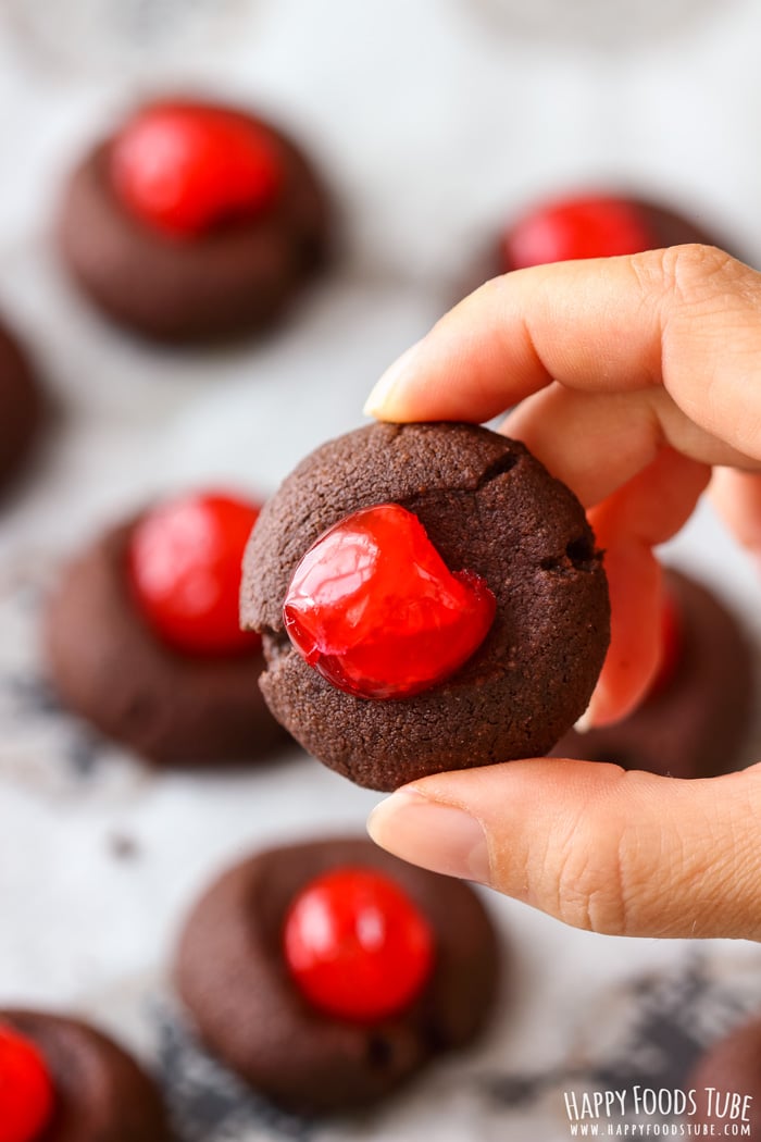 Chocolate Cherry Thumbprint Cookies Picture