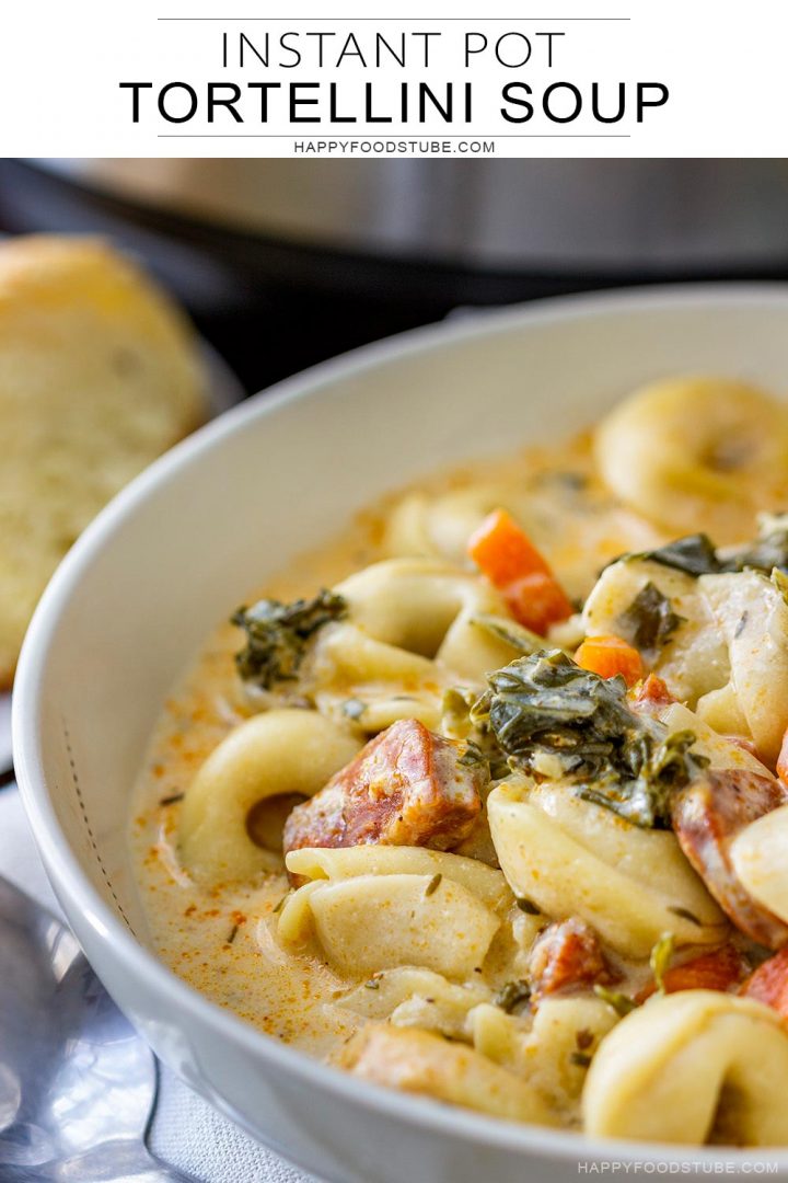 Bowl of homemade tortellini soup