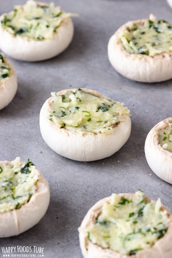 Garlic Stuffed Mushrooms Before Baking Picture