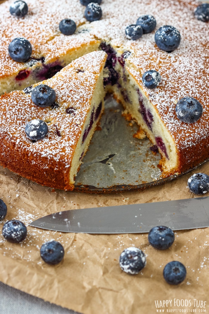 Homemade Blueberry Cake Sliced Picture