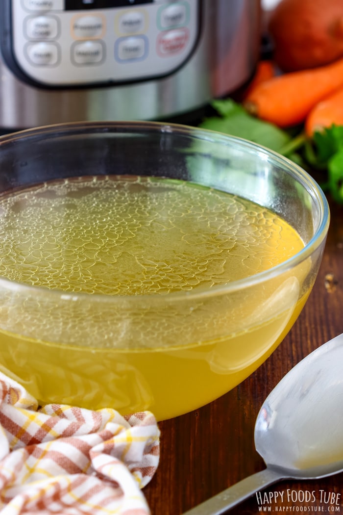 Homemade pressure cooker Chicken Stock made in Instant Pot