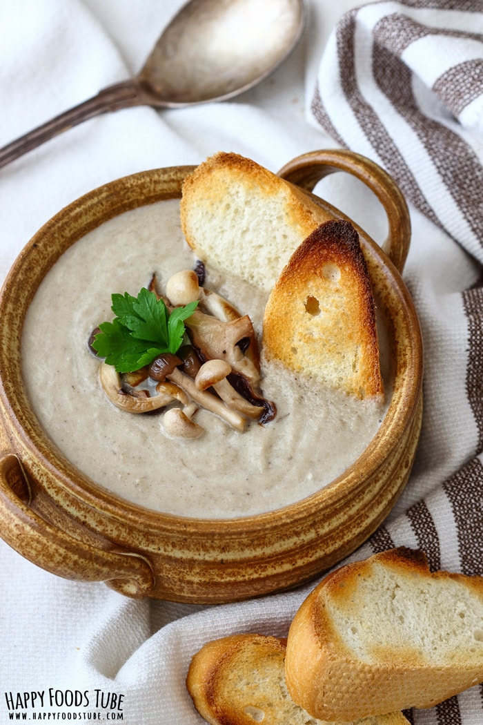 Roasted Mushroom Soup with Bread Picture