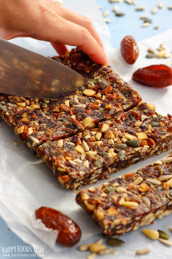 Slicing No Bake Energy Bars