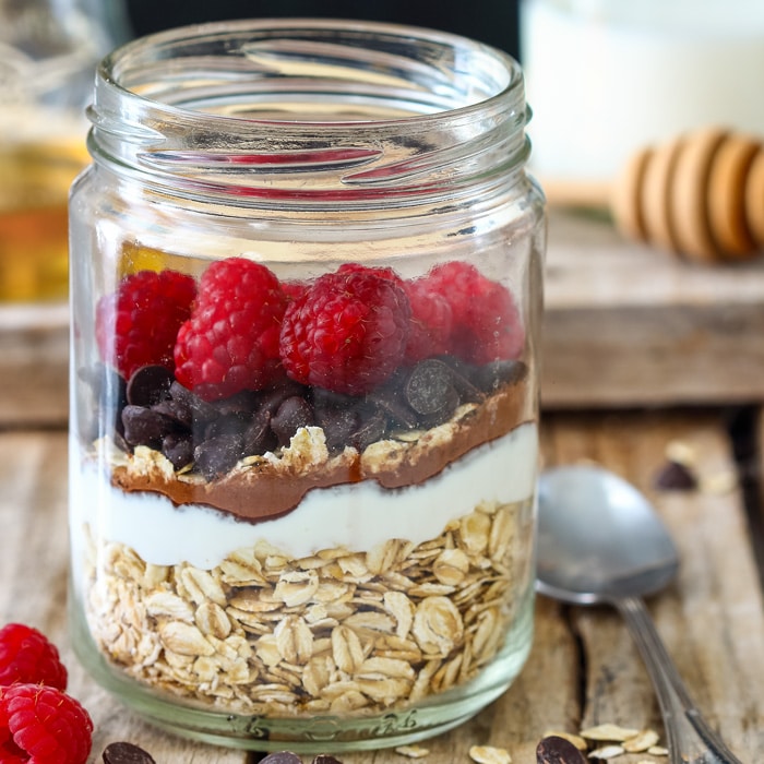 Raspberry Chocolate Chip Overnight Oats for quick breakfast