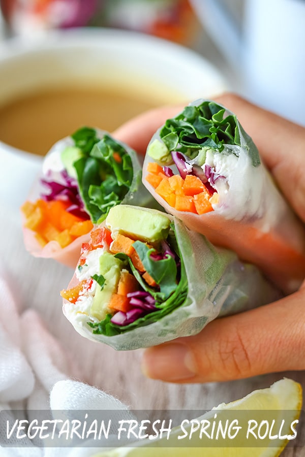 Vegetarian Fresh Spring Rolls with Peanut Sauce - Happy Foods Tube