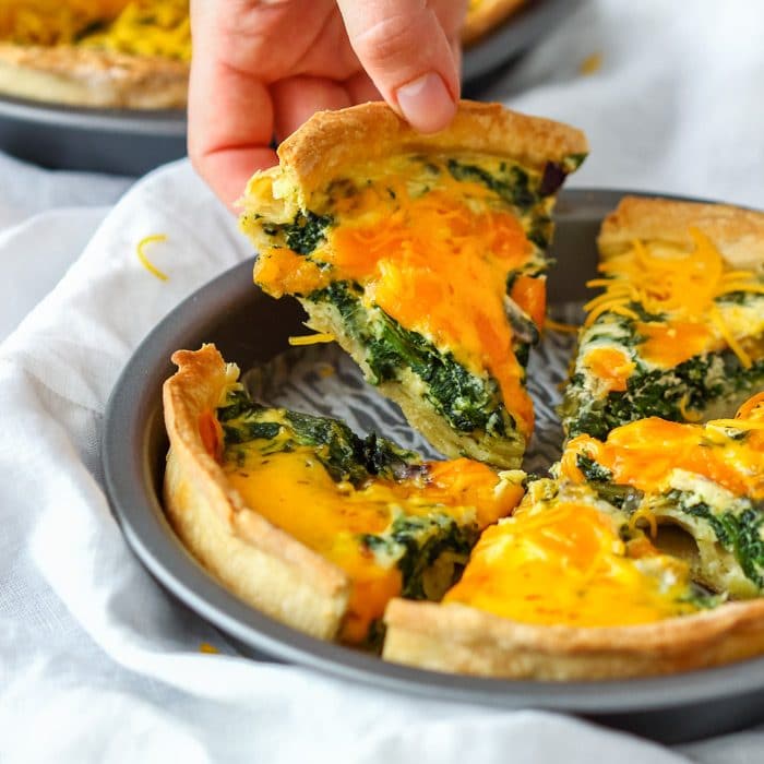 Homemade Spinach and Cheddar Quiche