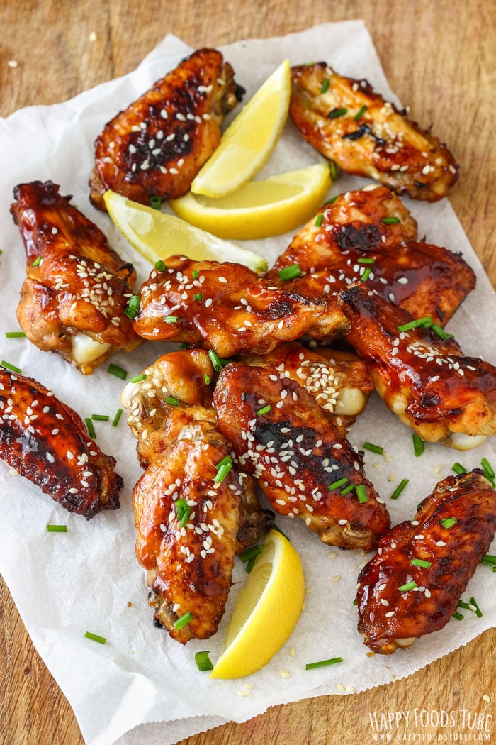 Sticky Hoisin Chicken Wings with sesame seeds