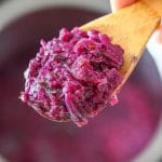 Wooden spoon with Instant Pot Braised Red Cabbage