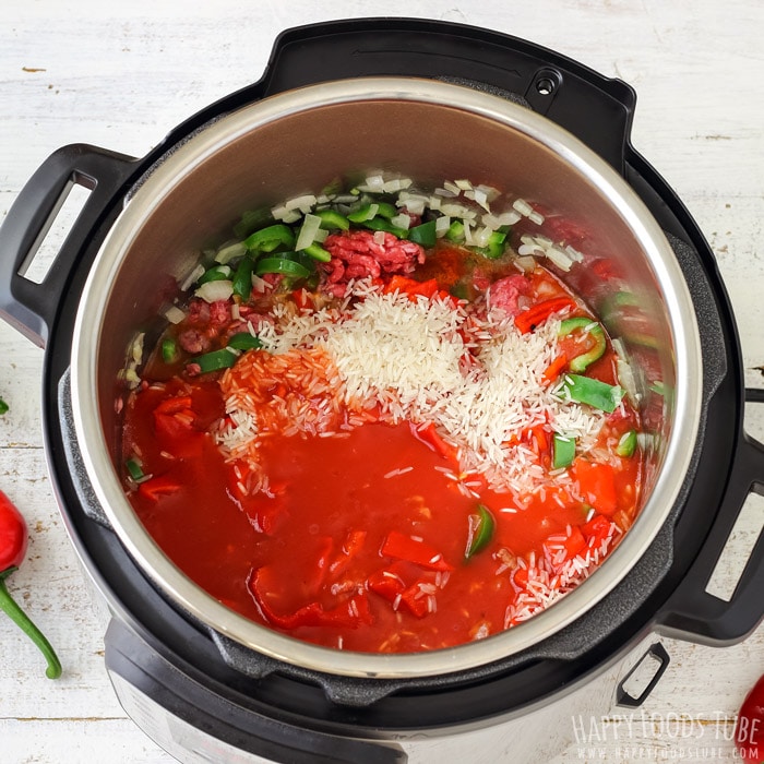 Instant Pot Stuffed Pepper Soup Ingredient in the Pressure Cooker