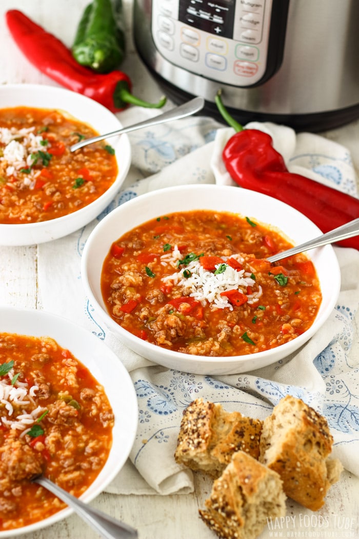 Fuss Free Instant Pot Stuffed Pepper Soup Bowls