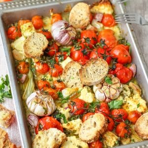Homemade Oven Roasted Cherry Tomatoes with Feta and Mozzarella