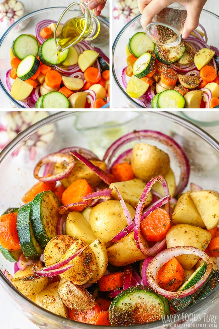 Step by step how to make Vegetable Foil Packets with Potatoes, Carrots, Zucchini and Garlic