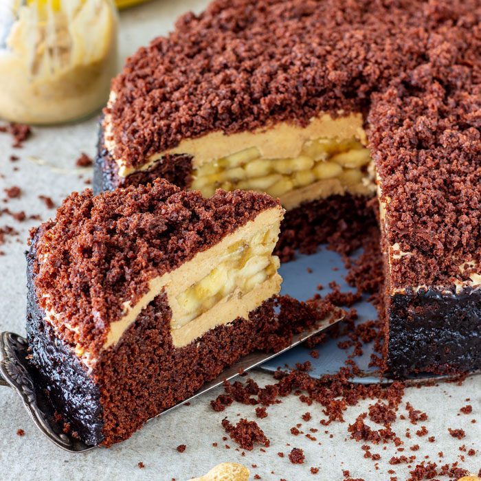 Homemade Banana Chocolate Peanut Butter Cake