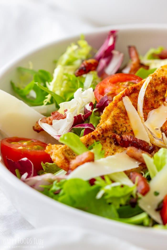 Chicken Bacon Salad with Honey Mustard Dressing Closeup