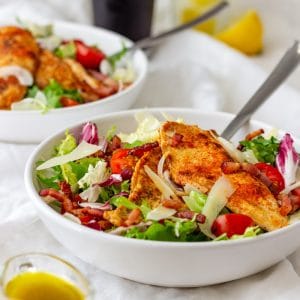 Homemade Chicken Bacon Salad with Honey Mustard Dressing