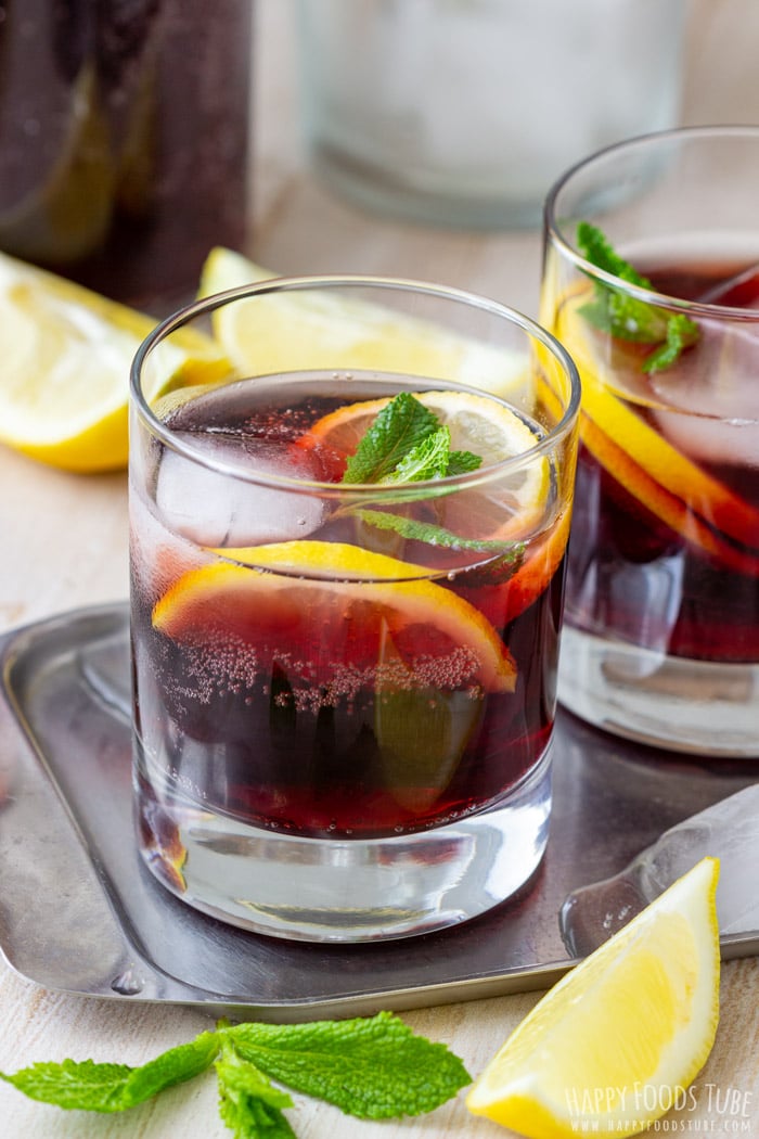 Popular Spanish summer drink Calimocho (Kalimotxo), made with red wine, coca cola and ice