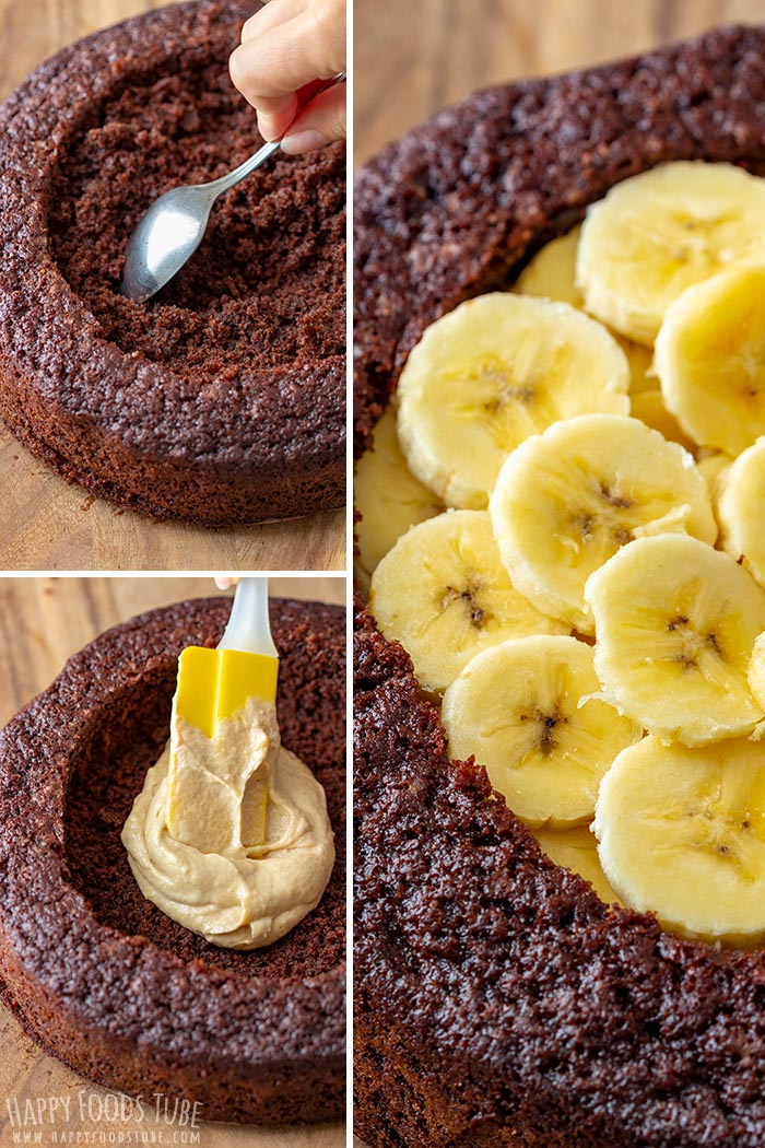Step by step how to make Banana Chocolate Peanut Butter Cake