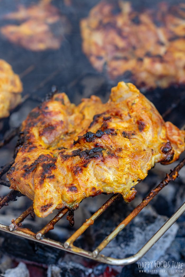 Yogurt Marinated Chicken on the grill