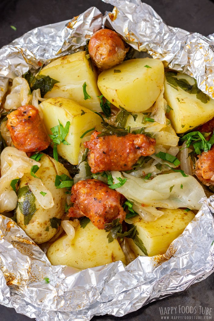 Cabbage and Sausage Foil Packet