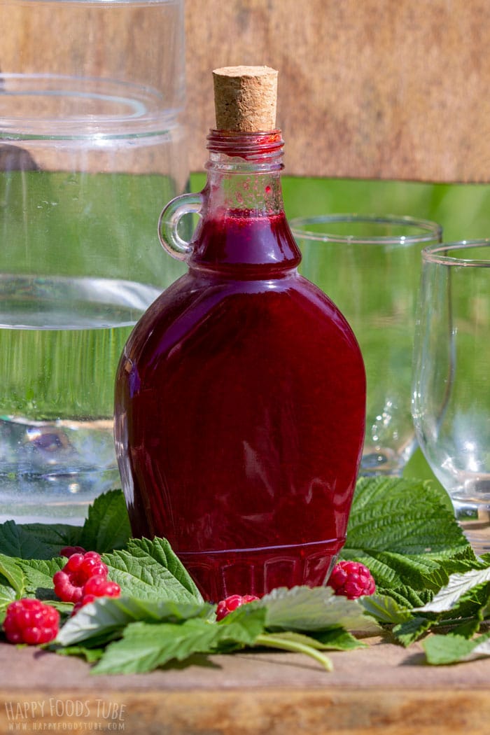 Homemade Raspberry Syrup Bottle