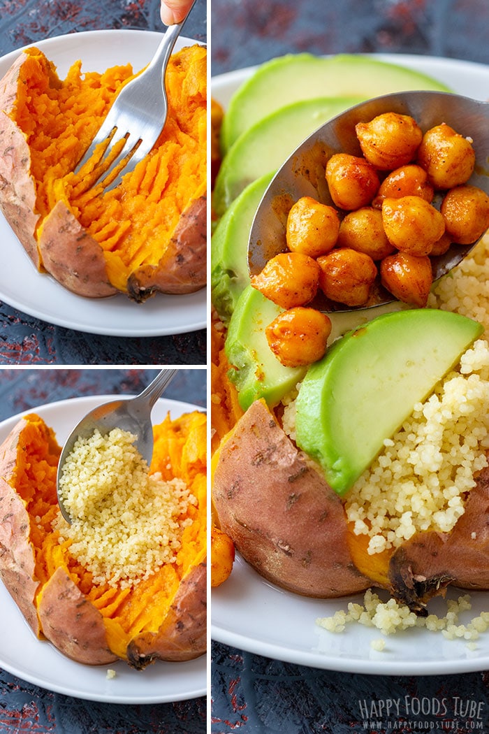 Step by step how to make Instant Pot Stuffed Sweet Potatoes