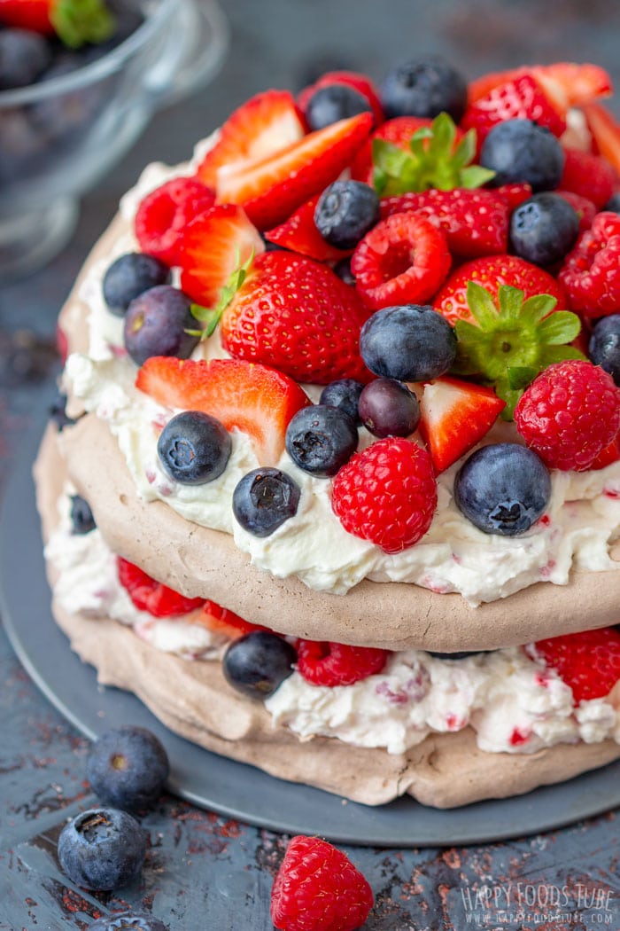 Chocolate Pavlova Cake with Fresh Berries