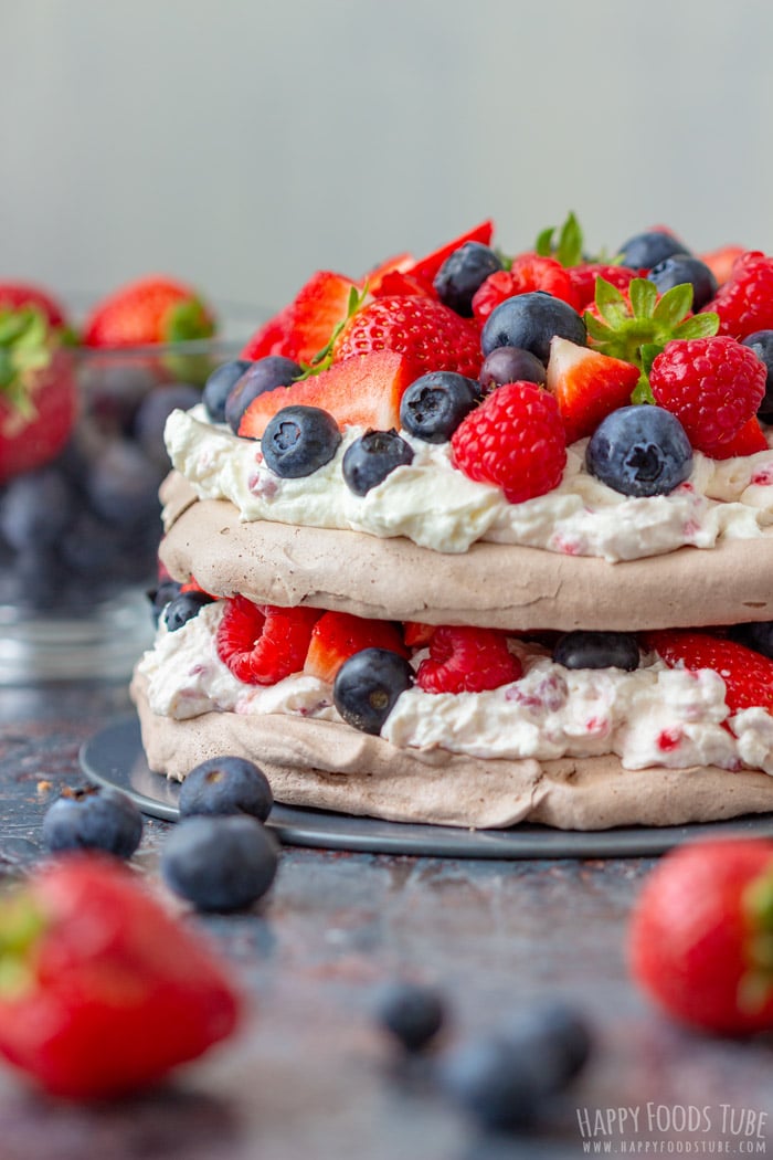 Chocolate Pavlova Cake with Summer Berries