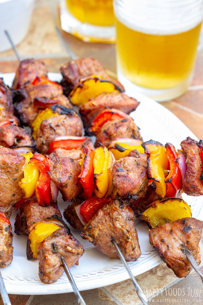 Grilled Turkey Kabobs on the plate