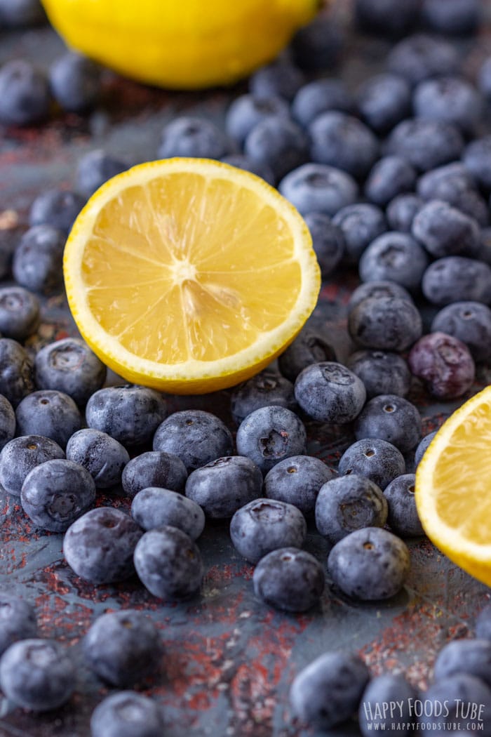 Fresh Blueberries and Lemon for Lemon Blueberry Poke Cake