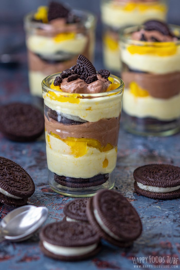 Layered Chocolate Mango Cheesecake Parfait