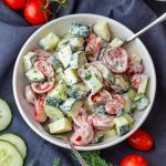 Homemade Creamy Cucumber Tomato Salad