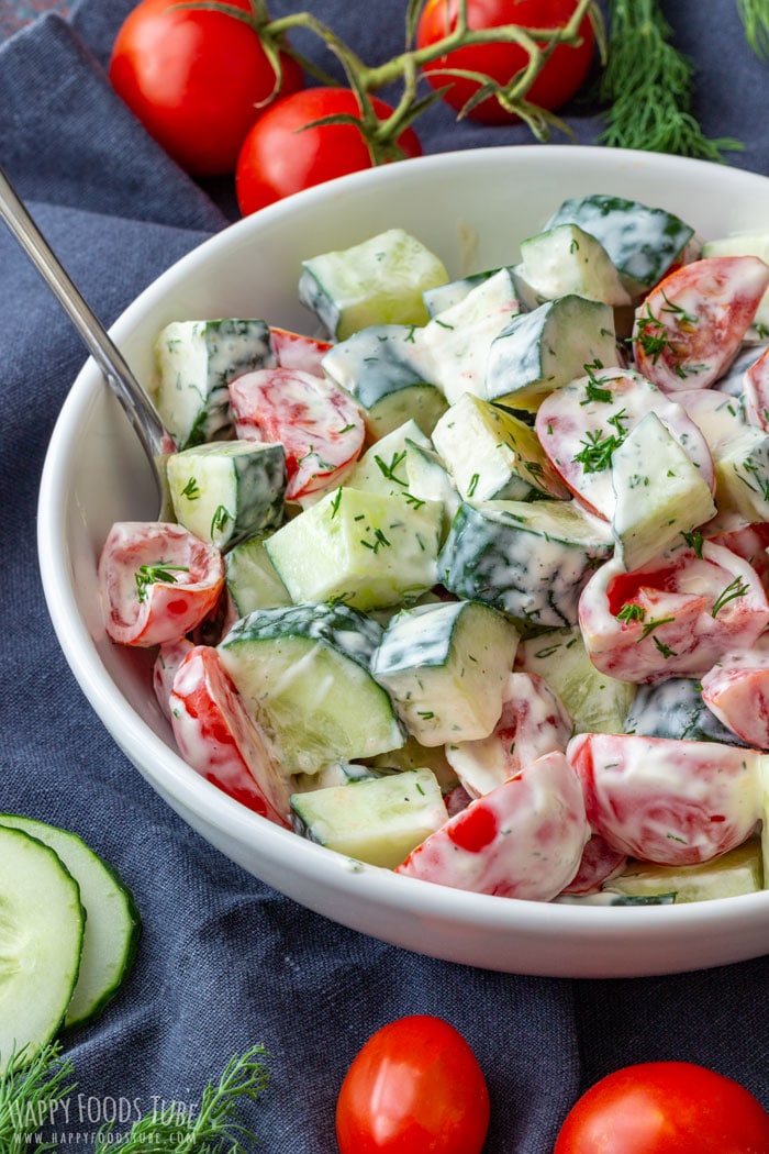 Creamy Cucumber Tomato Dill Salad