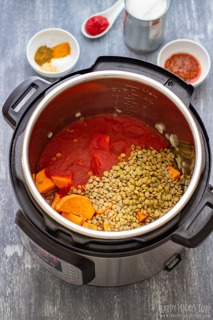 How to make Instant Pot Sweet Potato Lentil Curry Step 1