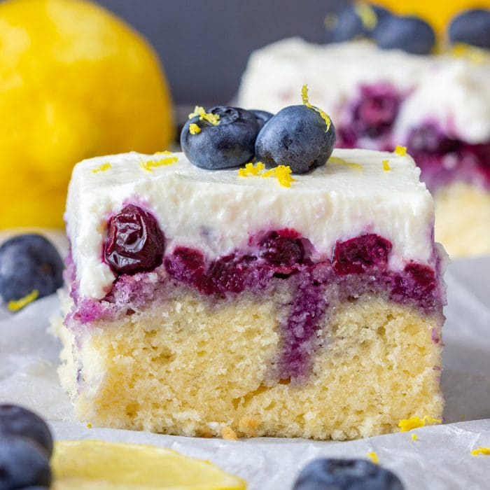 Homemade Lemon Blueberry Poke Cake