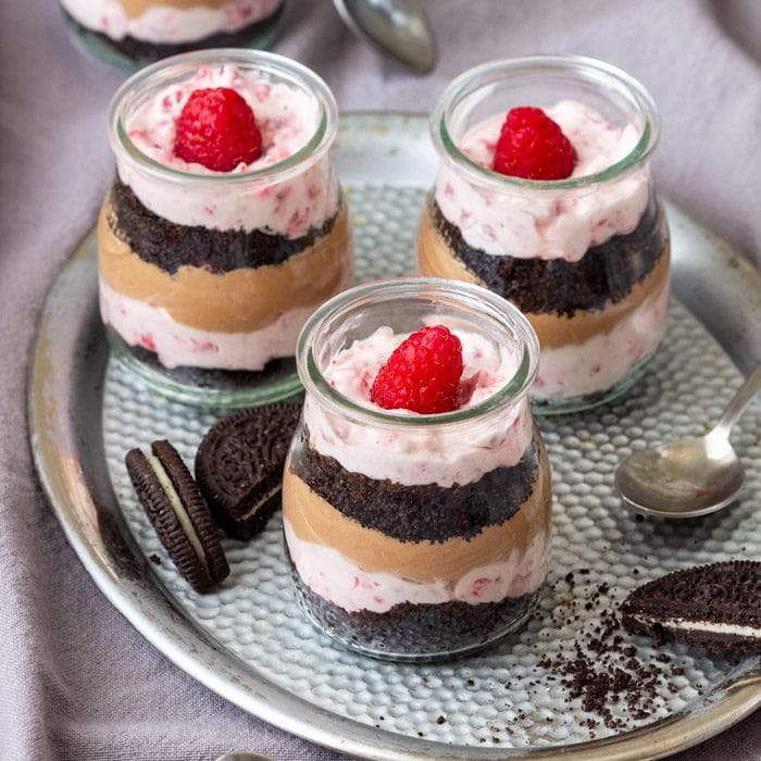 Raspberry Oreo No Bake Dessert