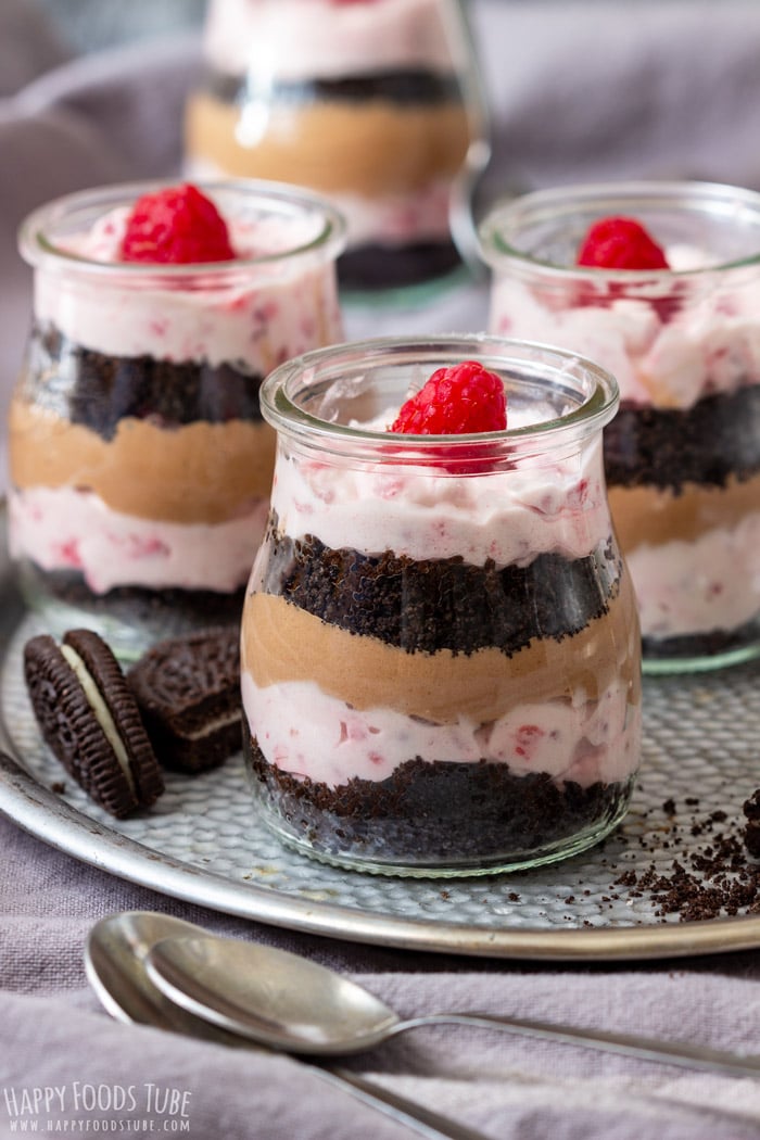 Raspberry Oreo No Bake Dessert Jars