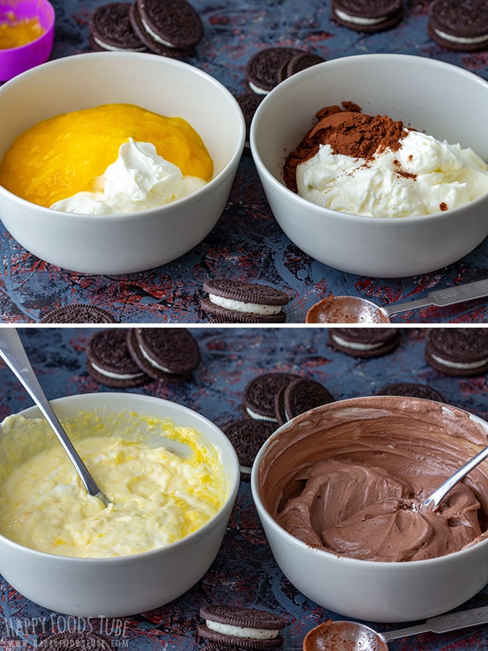 Step by step how to make Chocolate Mango Cheesecake Parfait picture collage 1