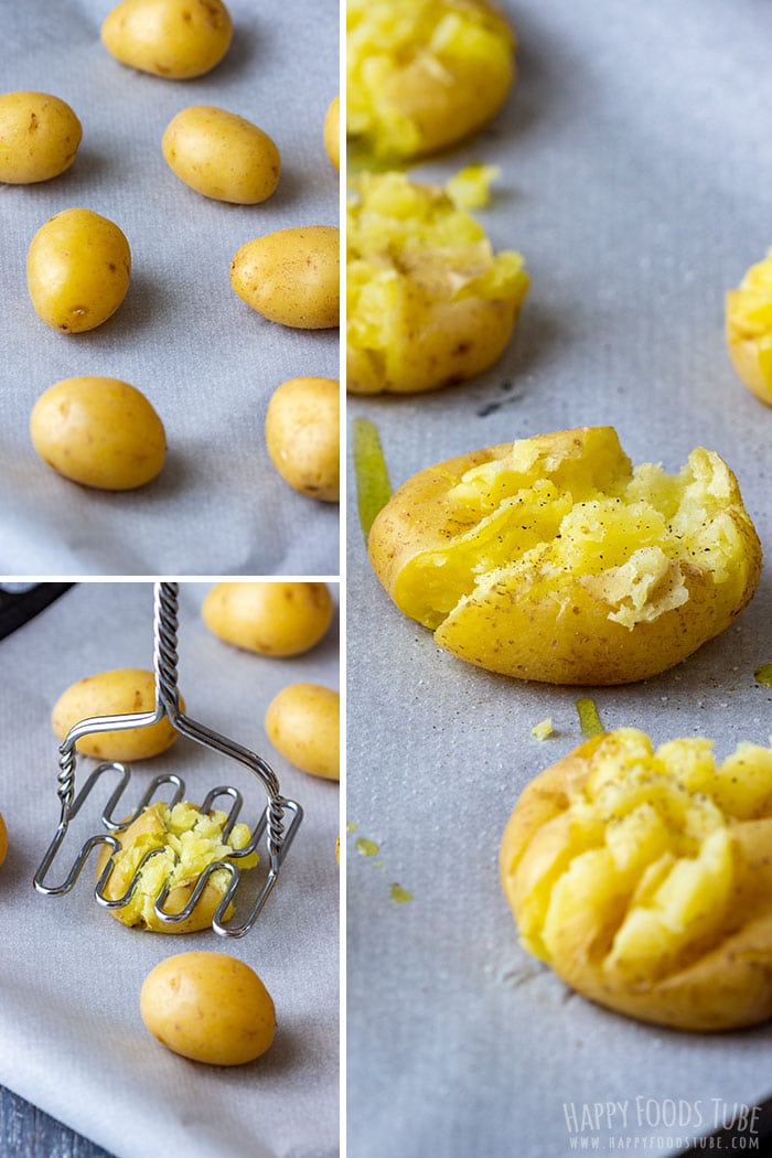 Step by Step How to Make Garlic Smashed Potatoes Picture Collage