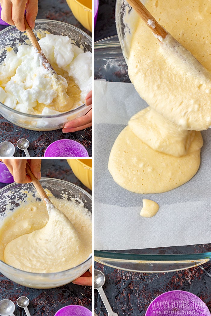 Step by step how to make Lemon Blueberry Poke Cake collage 1