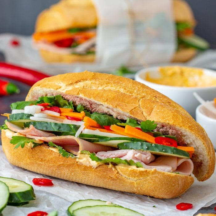 Vietnamese Sandwich Banh Mi with Cold Cuts