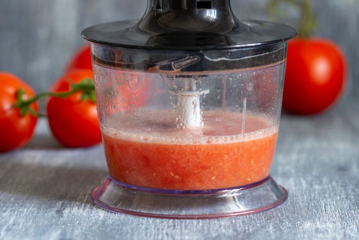 Pureed Tomatoes in a Blender