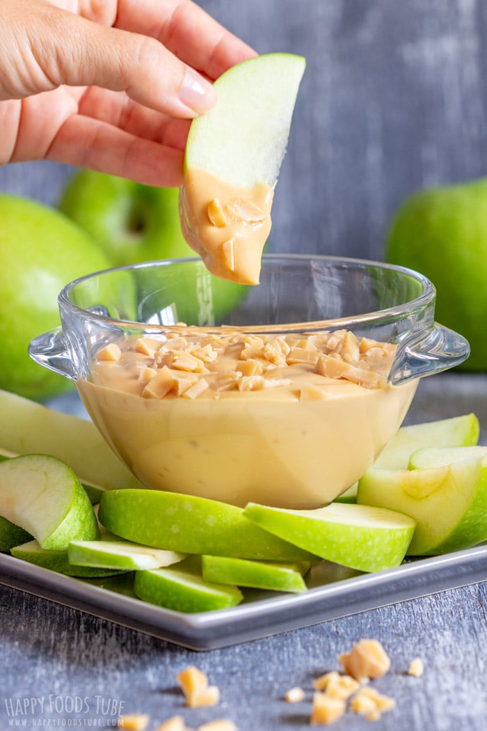 Dipping Apple Slices to Caramel Apple Dip